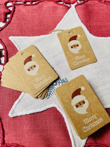 Bożonarodzeniowe zawieszki craft paper motyw Mikołaj 25 Sztuk