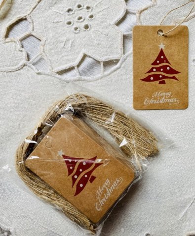 Weihnachtsanhänger aus Kraftpapier Motiv Weihnachtsbaum 50 Stück