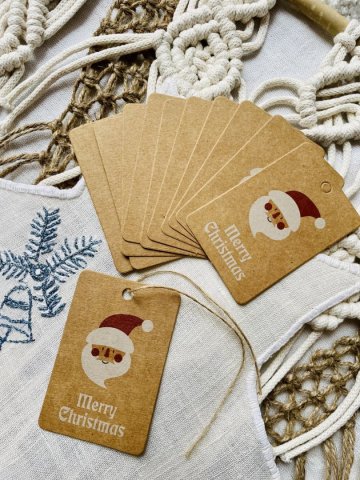 Bożonarodzeniowe zawieszki craft paper motyw Mikołaj 25 Sztuk
