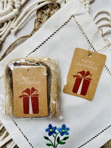 Weihnachtsanhänger aus Kraftpapier Motiv Geschenkpaket 50 Stück