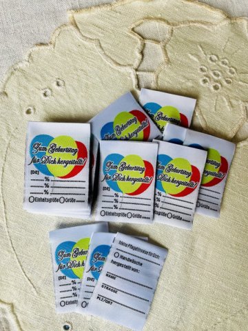 Geburtstag gewebte Etiketten Labels zum Beschriften 10 Stück